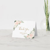 Blush Pink Floral Wedding Dankeskarte (Vorderseite)