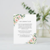 Blush Pink Floral Wedding Details Einladung (Stehend Vorderseite)