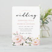 Blush Pink Floral Wedding Einladung (Stehend Vorderseite)