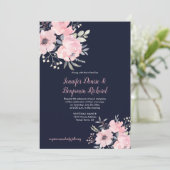 Blush Pink Floral Wedding | Einladung (Stehend Vorderseite)