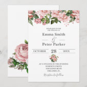 Blush Pink Floral Wedding Einladung (Vorne/Hinten)