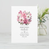 Blush Pink Floral Wedding Einladung (Stehend Vorderseite)