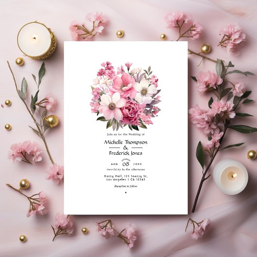Blush Pink Floral Wedding Einladung