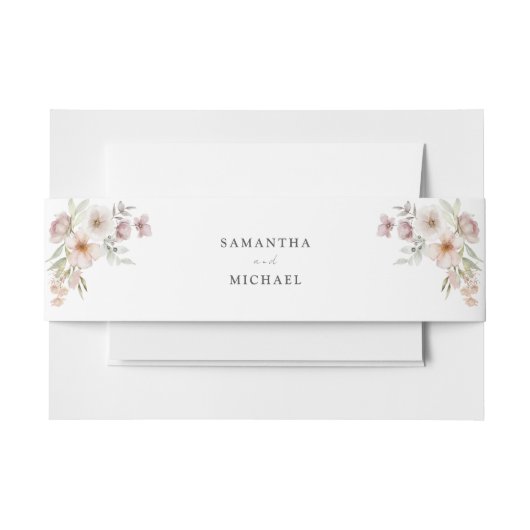 Blush Pink Floral Wedding Einladung Bauch Band (Vorderseite Beispiel)