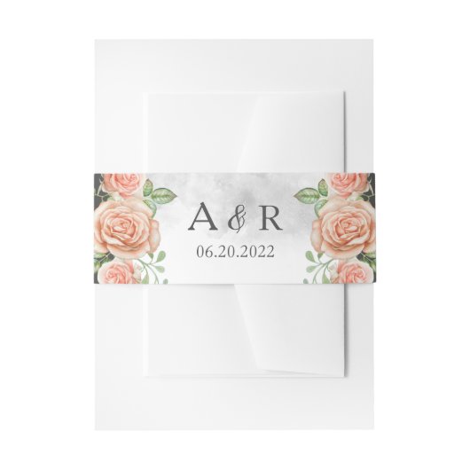 Blush Pink Floral Wedding Einladung Bauch Band (Vorderseite Beispiel)