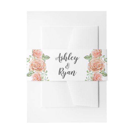Blush Pink Floral Wedding Einladungsbanderole (Vorderseite Beispiel)