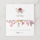 Blush Pink Floral Wedding Folding Platzkarte (Außenseite Aufgefaltet)