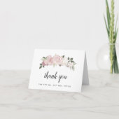 Blush Pink Floral Wedding Foto Dankeskarte (Vorderseite)