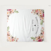Blush Pink Floral Wedding Foto Stand Hintergrund Wandteppich (Vorderseite (Horizontal))
