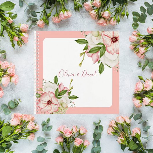 Blush Pink Floral Wedding Guest Book Notizblock