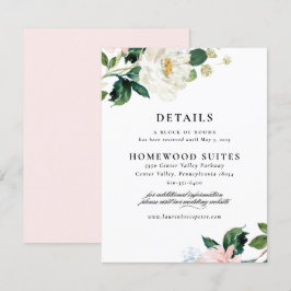 Blush Pink Floral Wedding Guest Information Card Einladung
