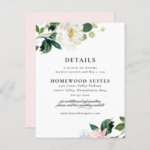 Blush Pink Floral Wedding Guest Information Card Einladung