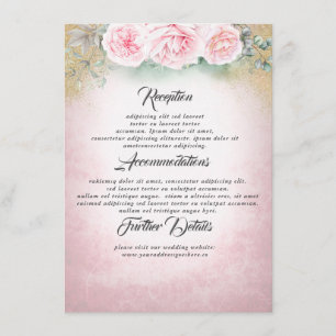 Blush Pink Floral Wedding Information Guest Begleitkarte