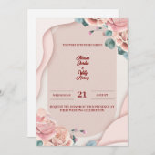 Blush Pink Floral Wedding Invitation | Elegant Einladung (Vorne/Hinten)