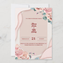 Blush Pink Floral Wedding Invitation | Elegant Einladung