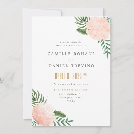 Blush Pink Floral Wedding Invitation with Elegant Einladung (Vorderseite)