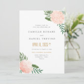 Blush Pink Floral Wedding Invitation with Elegant Einladung (Stehend Vorderseite)