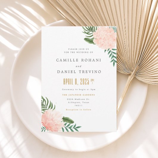 Blush Pink Floral Wedding Invitation with Elegant Einladung
