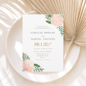 Blush Pink Floral Wedding Invitation with Elegant Einladung