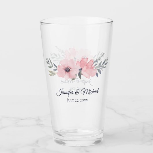 Blush Pink Floral Wedding Keepake Glas (Vorderseite)