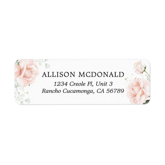 Blush Pink Floral Wedding Label (Vorne)