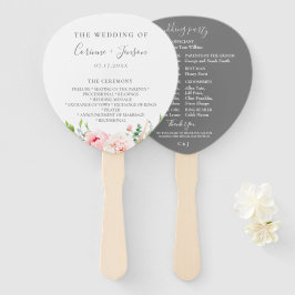 Blush Pink Floral Wedding Program Hand Fans Fächer