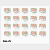 Blush Pink Floral Wedding Quadratischer Aufkleber (Blatt)
