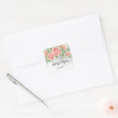 Blush Pink Floral Wedding Quadratischer Aufkleber (Umschlag)
