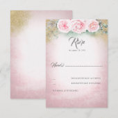 Blush Pink Floral Wedding RSVP (Vorne/Hinten)