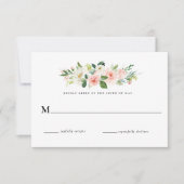 Blush Pink Floral Wedding RSVP Antwort Einladung (Vorderseite)