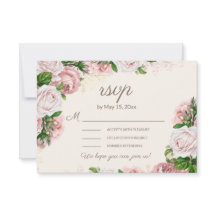 Blush Pink Floral Wedding RSVP Calligrafy Script