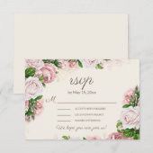 Blush Pink Floral Wedding RSVP Calligrafy Script Karte (Vorne/Hinten)
