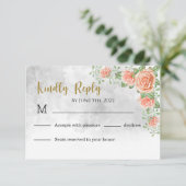 Blush Pink Floral Wedding RSVP Card (Stehend Vorderseite)
