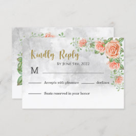Blush Pink Floral Wedding RSVP Card