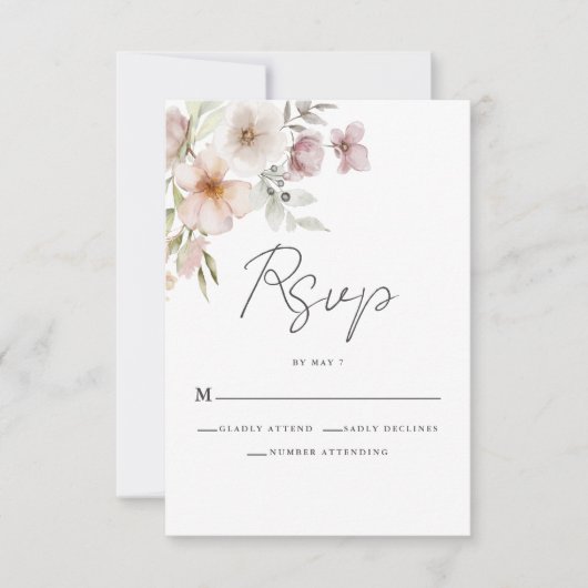 Blush Pink Floral Wedding RSVP Card (Vorderseite)
