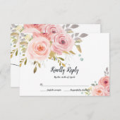 Blush Pink Floral Wedding RSVP Card (Vorne/Hinten)