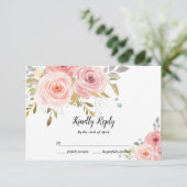 Blush Pink Floral Wedding RSVP Card Karte (Stehend Vorderseite)