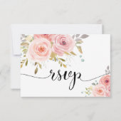 Blush Pink Floral Wedding RSVP Card Karte (Rückseite)