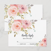 Blush Pink Floral Wedding RSVP Card Karte (Vorne/Hinten)