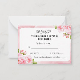 Blush Pink Floral Wedding RSVP Card Mitteilungskarte