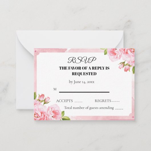 Blush Pink Floral Wedding RSVP Card Mitteilungskarte (Vorderseite)