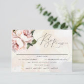 Blush Pink Floral Wedding RSVP Cards (Stehend Vorderseite)