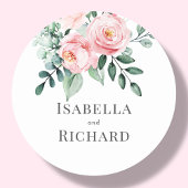 Blush Pink Floral Wedding Runder Aufkleber