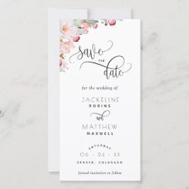 Blush Pink Floral Wedding Save the Date Lesezeiche