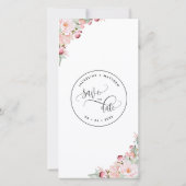 Blush Pink Floral Wedding Save the Date Lesezeiche (Rückseite)