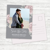 Blush Pink Floral Wedding Save the Date Photo Ankündigungspostkarte
