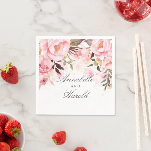 Blush Pink Floral Wedding Serviette (Beispiel)