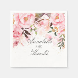Blush Pink Floral Wedding Serviette