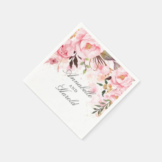 Blush Pink Floral Wedding Serviette (Ecke)