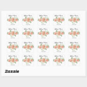 Blush Pink Floral Wedding Square Sticker (Blatt)